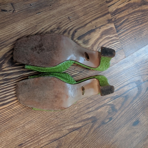Green Alligator Skin Fabbiani Heels - Picture 5 of 6